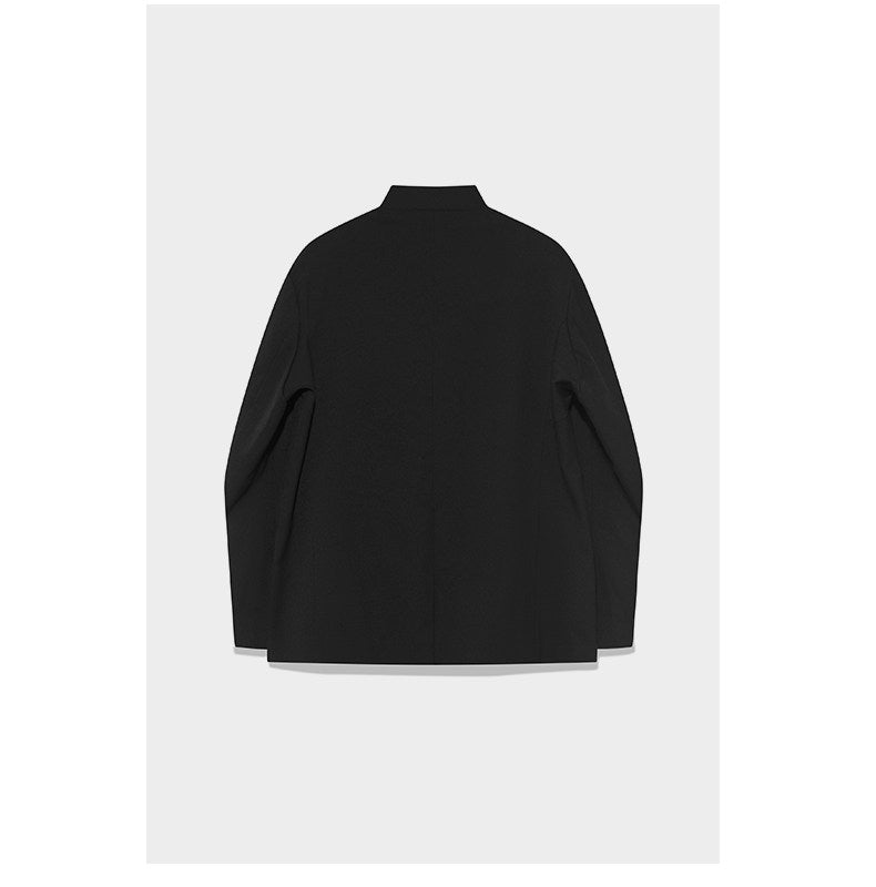 Slanted placket pleated blazer