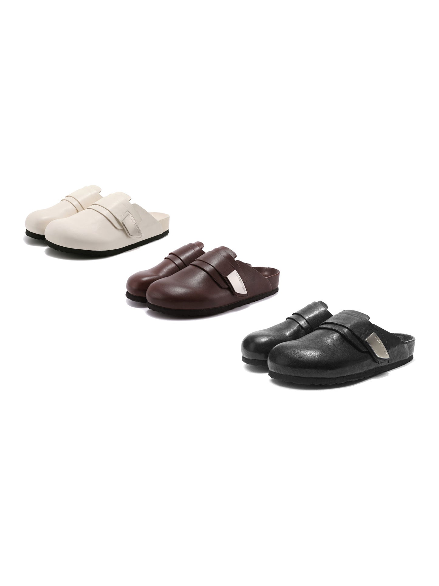 Washed leather mule