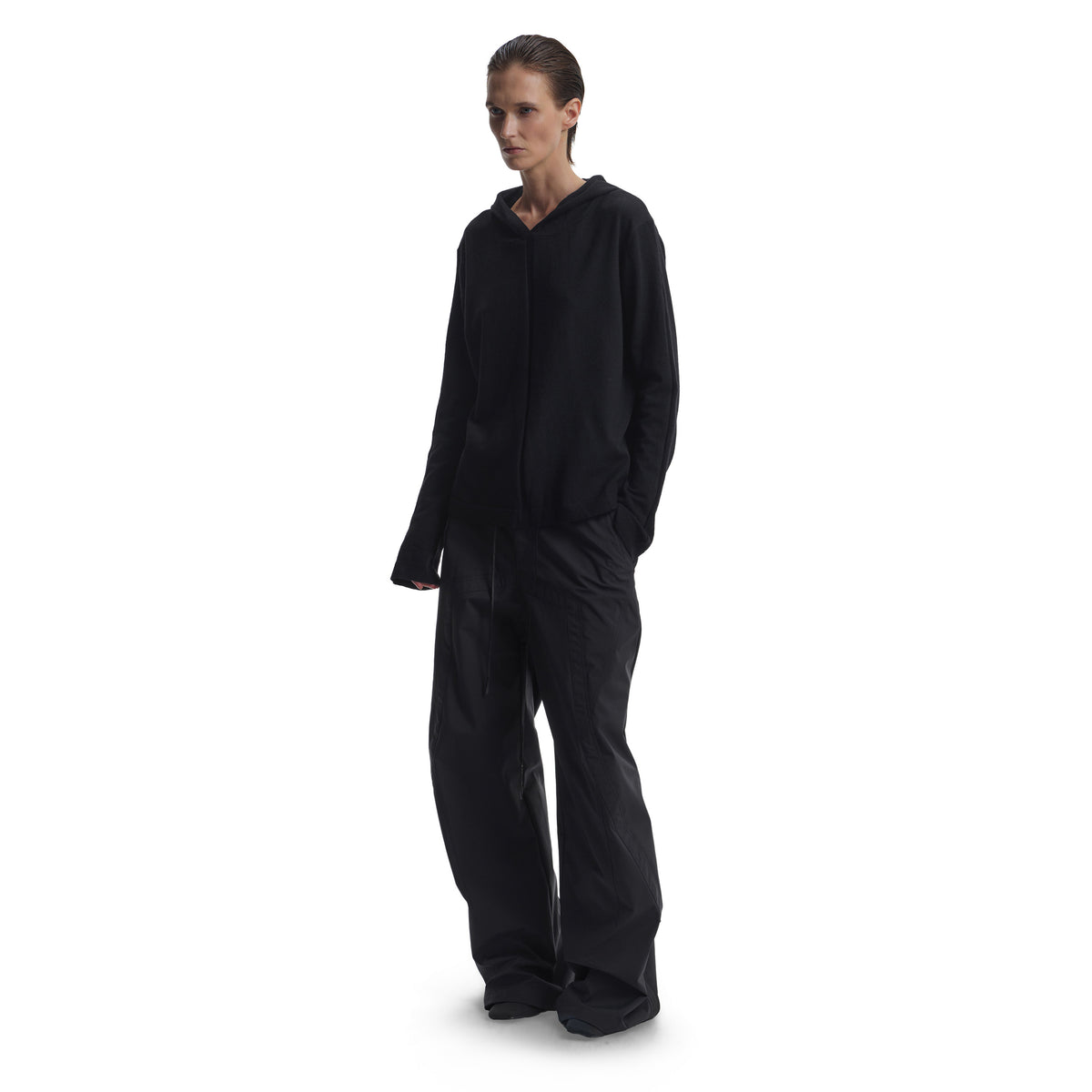 Flared cuff hooded sweatshirt