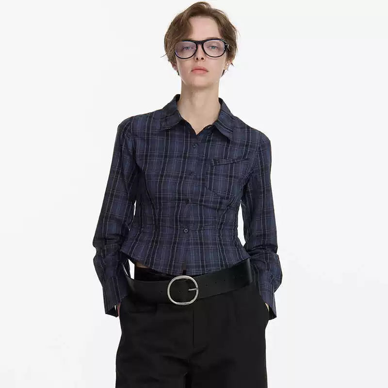 Vintage Check Slim Cropped Shirt