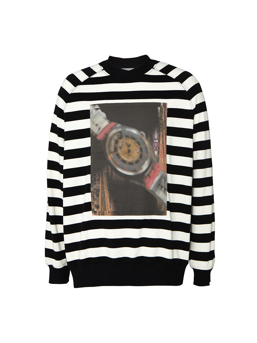 'Father' cross-neck striped printed sweatshirt