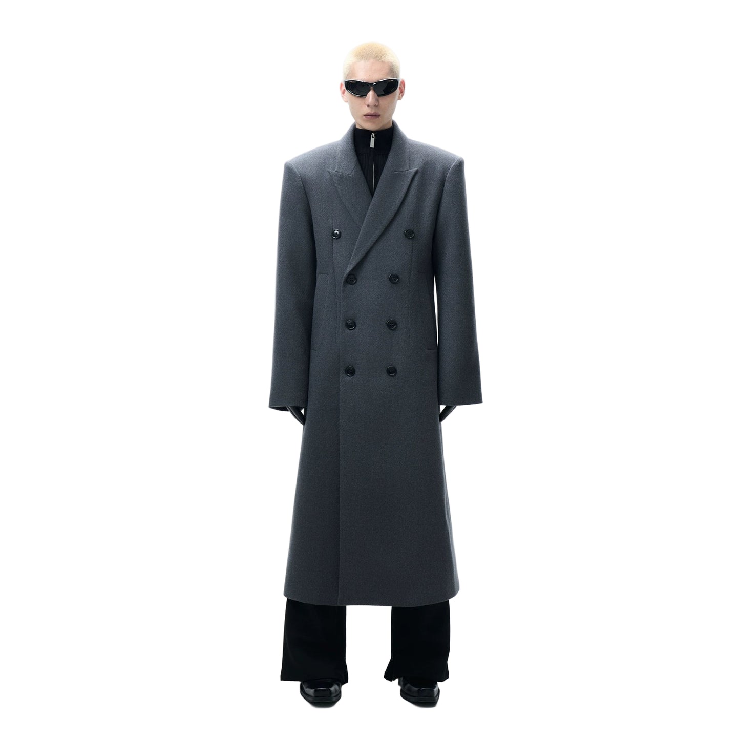 Long Double-Breasted  Wool Coat