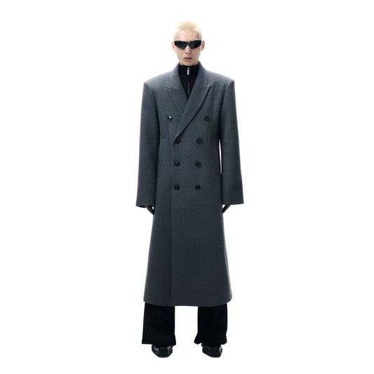 Long Double-Breasted  Wool Coat