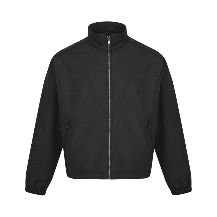 UV cut short wide accordion pleated stand-collar jacket