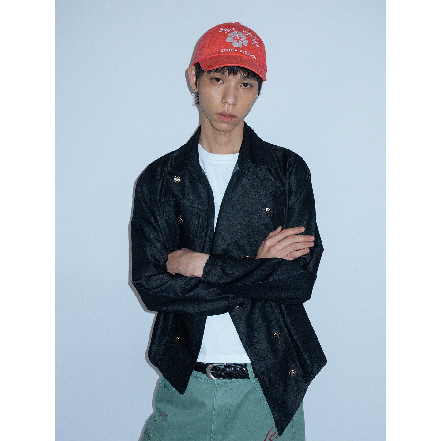 Irregular Hem Double-Breasted Shirt Jacket