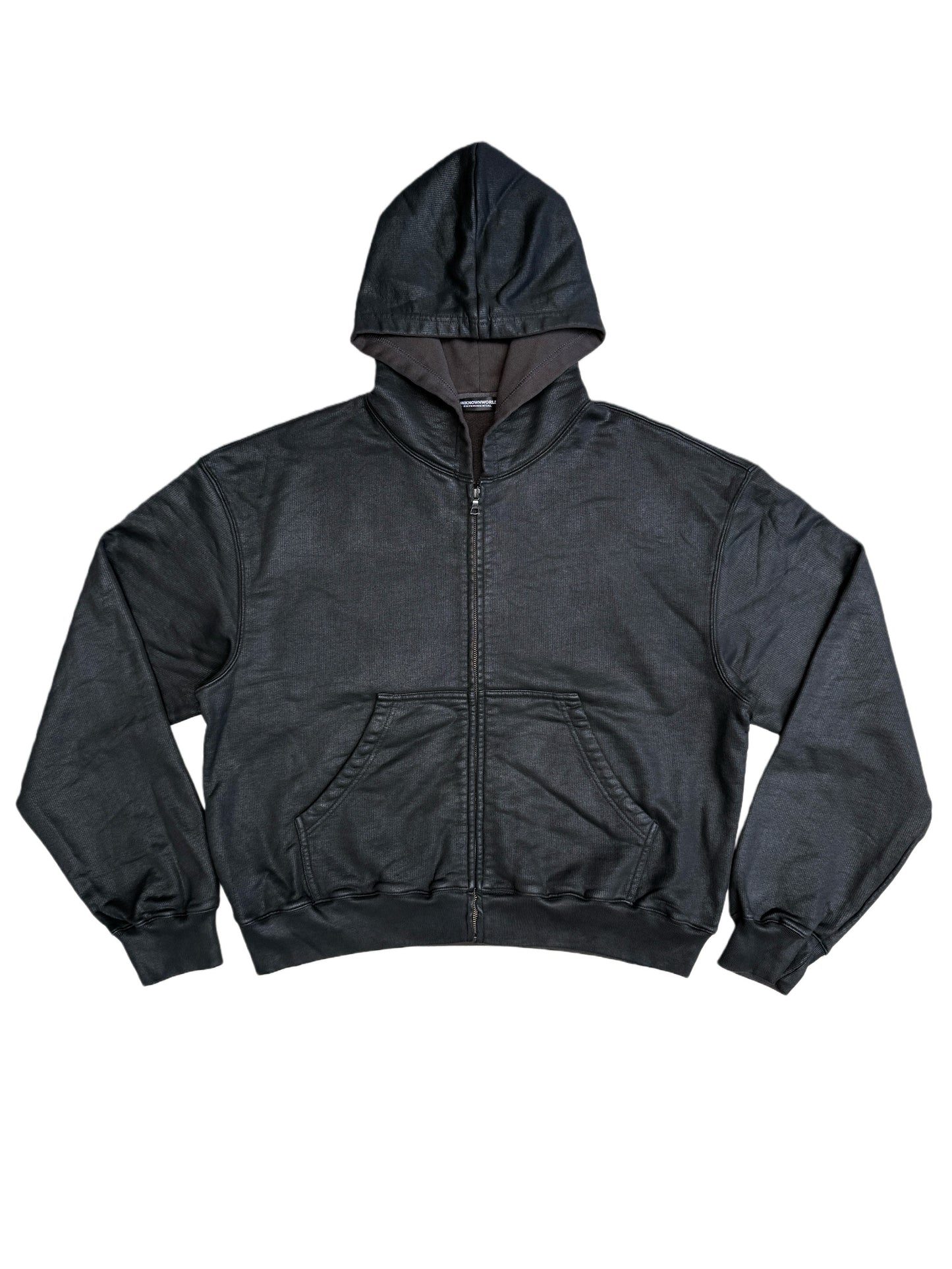 Hand-waxed Loose Hoodie Zip Sweatshirt