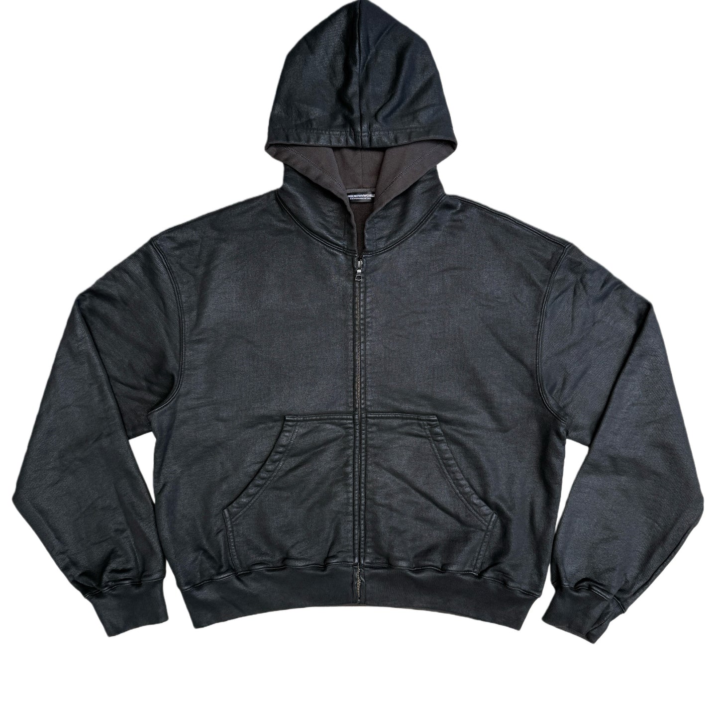 Hand-waxed Loose Hoodie Zip Sweatshirt