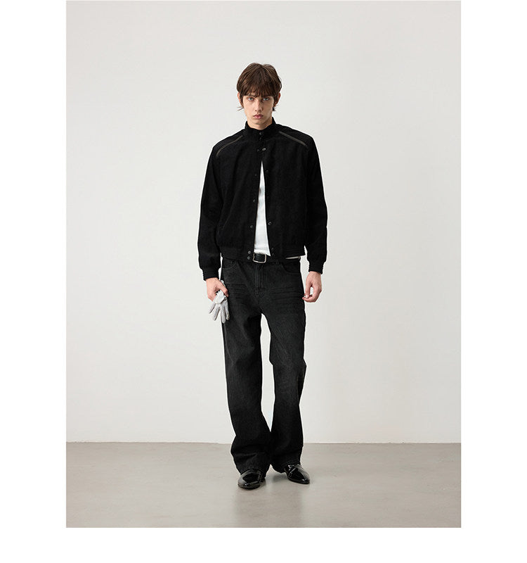 Corduroy Patchwork Genuine Leather Jacket