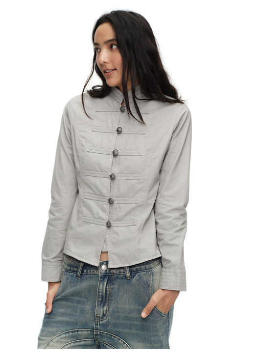 Gray washed napoleon shirt Jacket