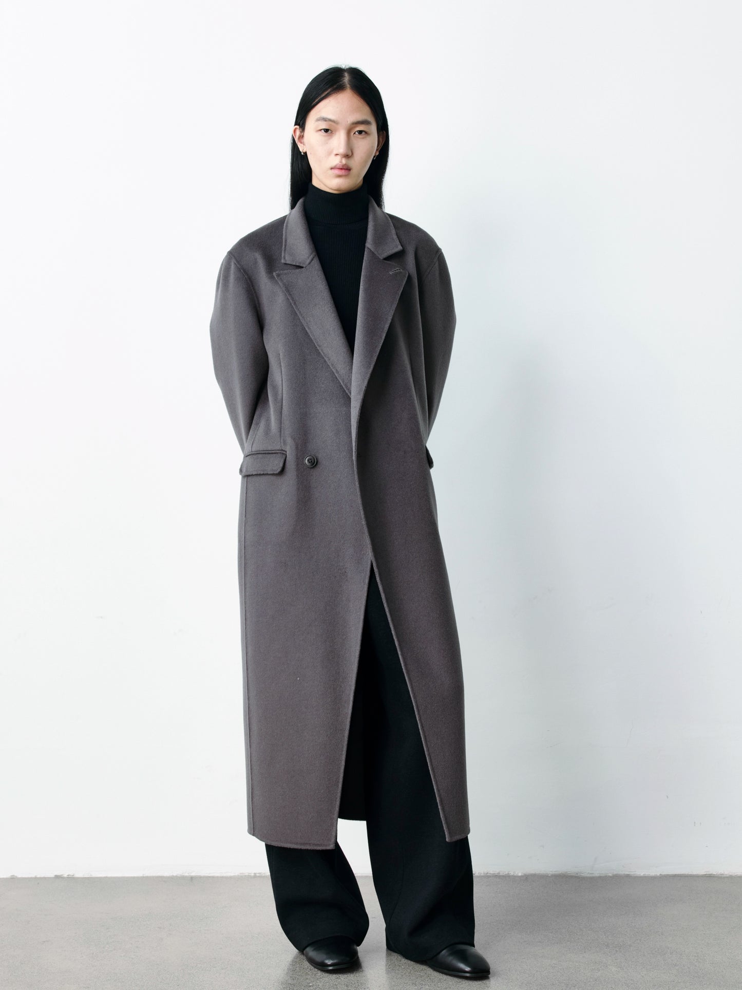 Mercerized Wool Long Coat