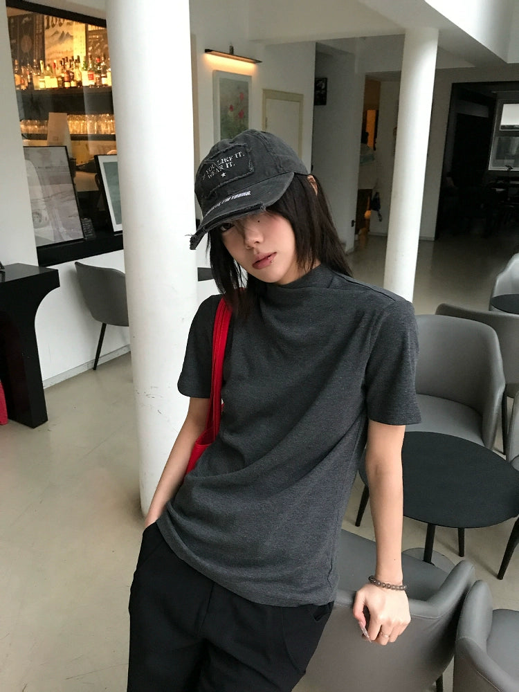 Jump neck knit T-shirt