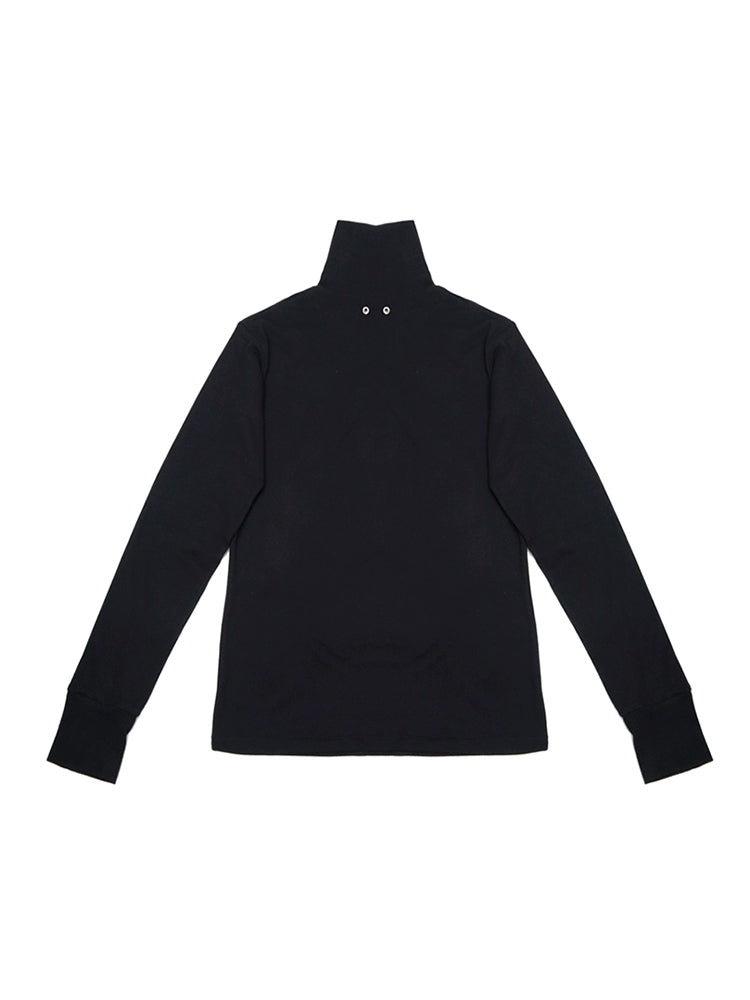 ninja high neck finger hole long sleeve T-shirt