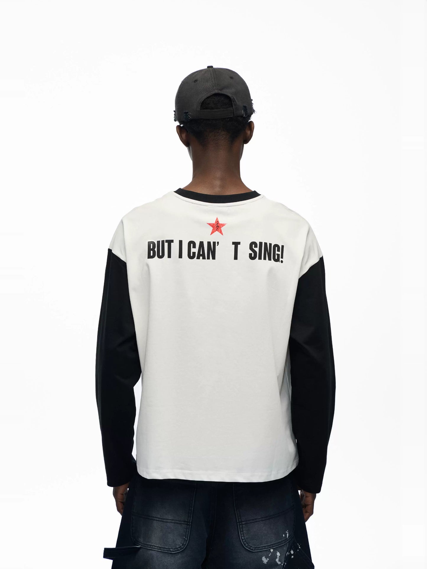 slogan dropped shoulders long sleeve T-shirts