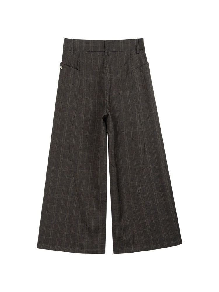 Plaid Double Pleated Pants