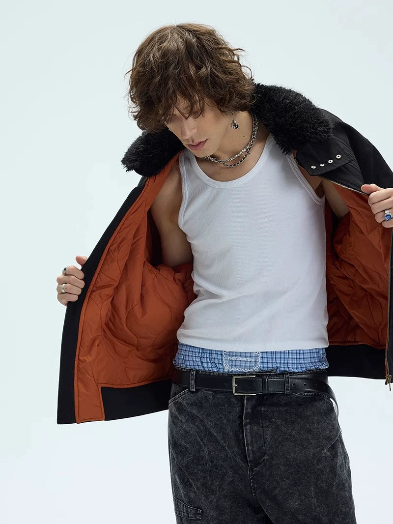 Fur Collar Padded Bomber Jacket