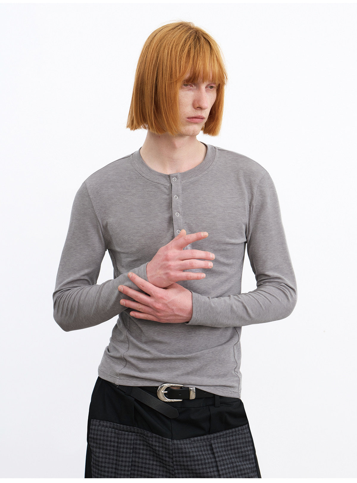 "Strength" Henry Collar Long Sleeve