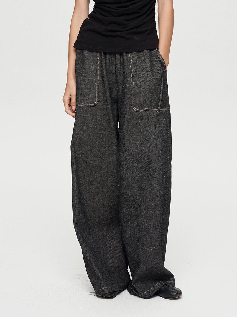 Linen Wide Leg Straight Trouser