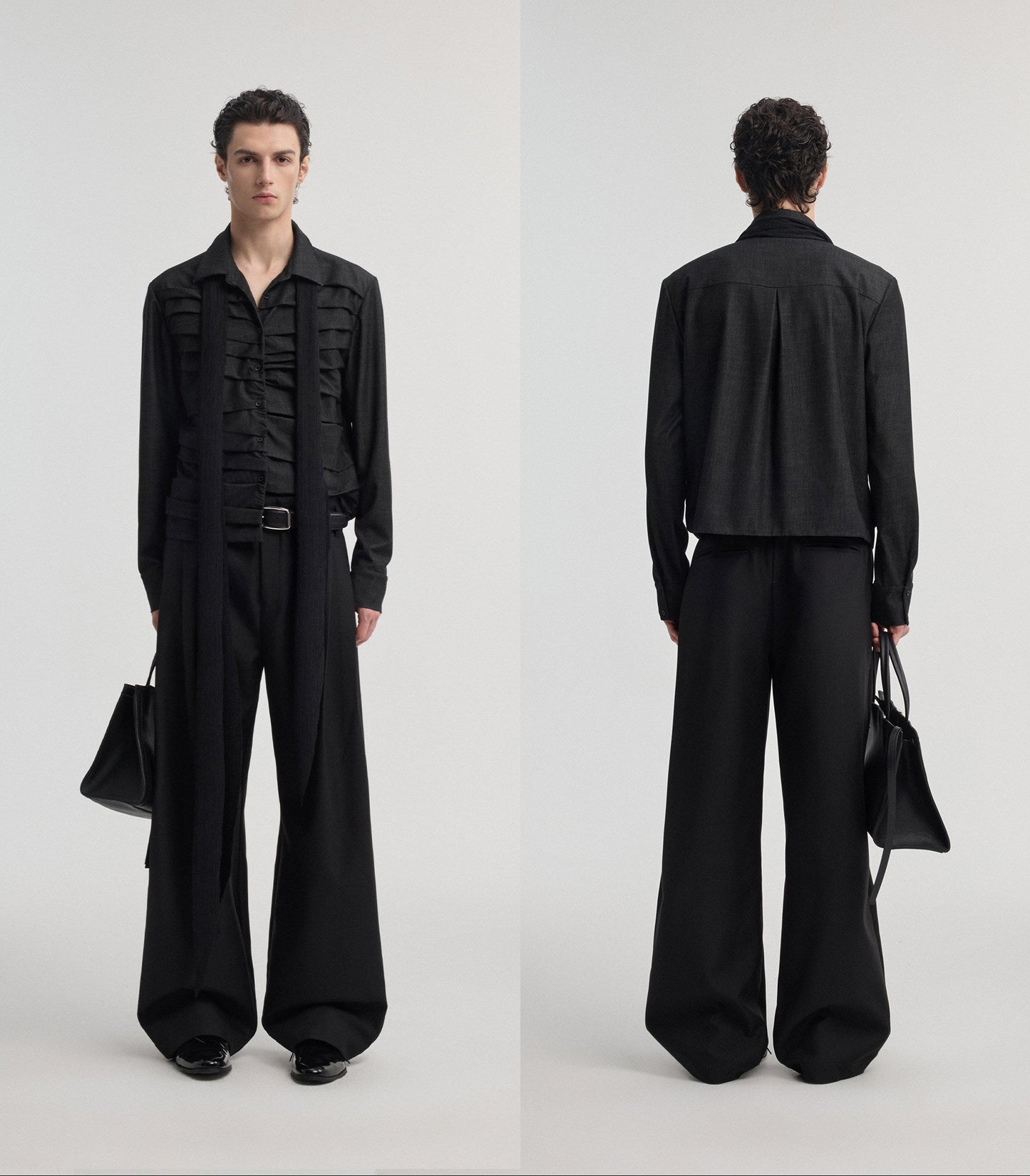 Mummy pleated layered shirt