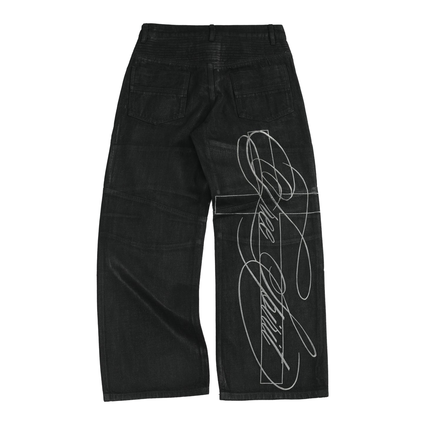 Wax Embroidery Heavy Biker Jeans