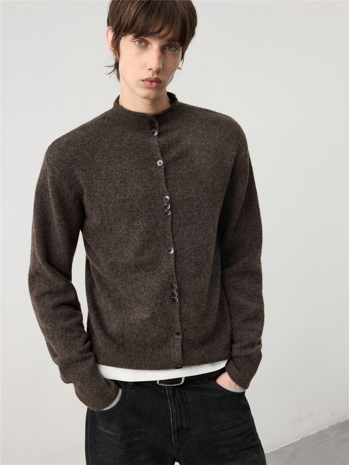 Mid-Turtleneck Thickened Cardigan