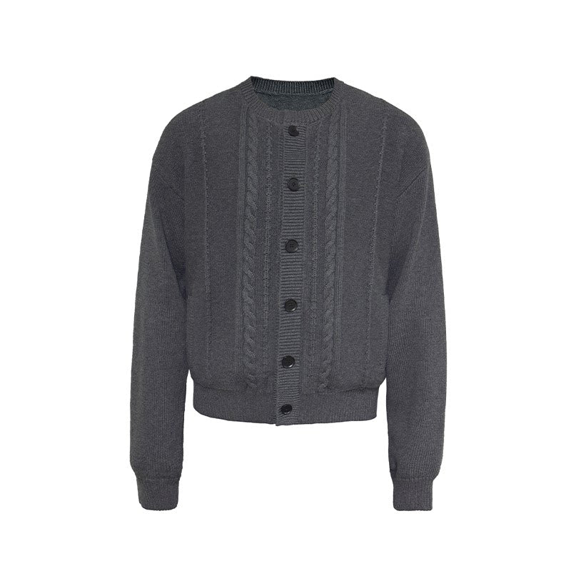 Cable crew neck cardigan