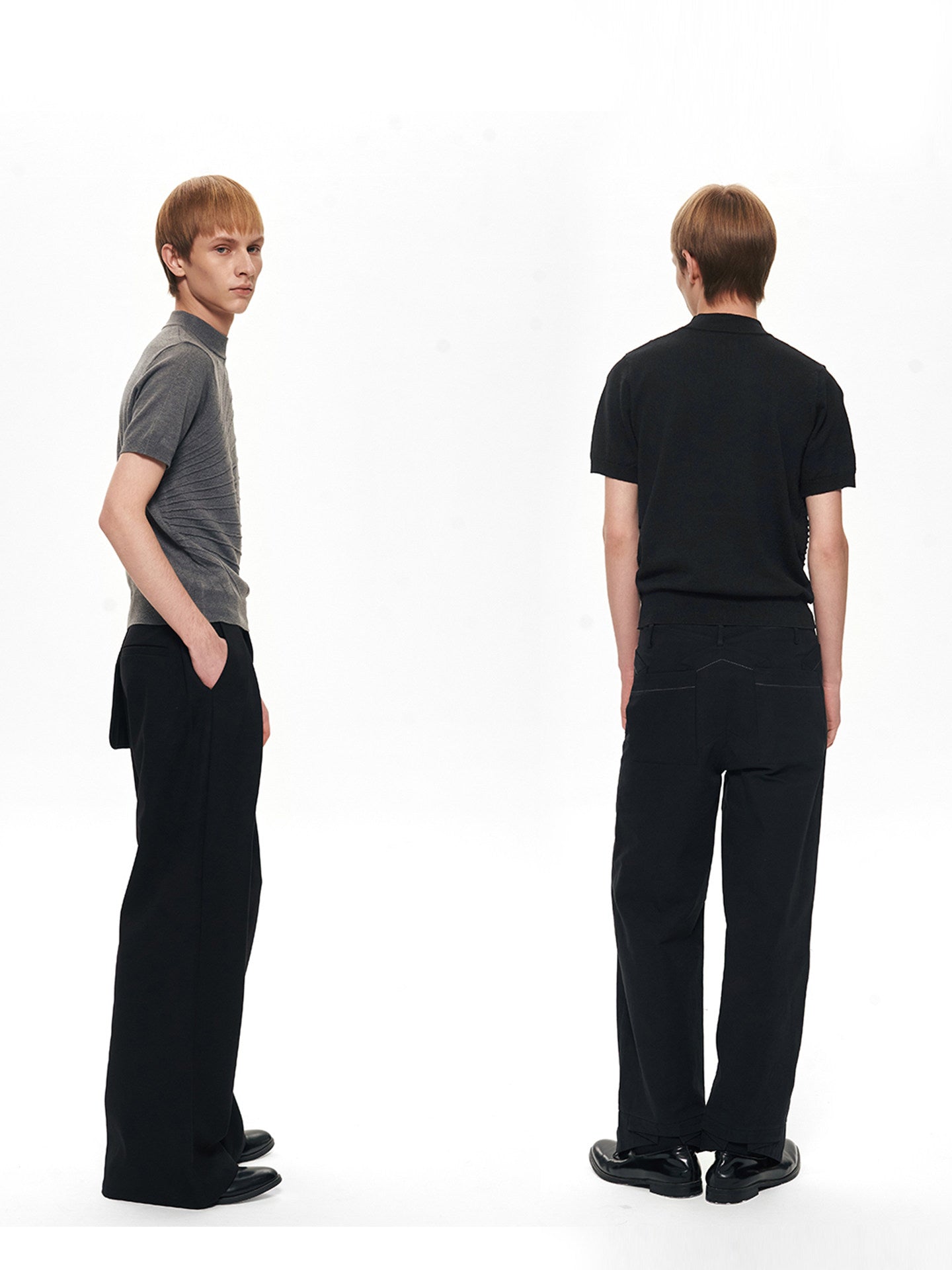Sculptural Jacquard Mid Neck Short Sleeve Sweater