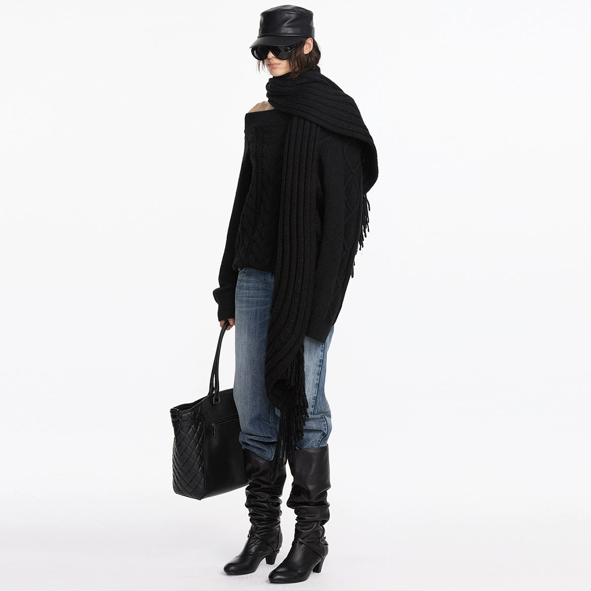 LYUOCHENG Wool Fringe Scarf