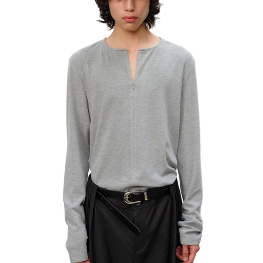 Half-Open Zip Long Sleeve T-shirt