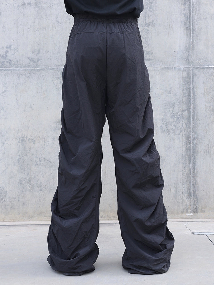 Pleated Spiral Loose Pants Black