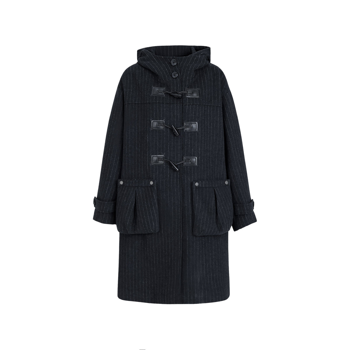 Hooded horn button coat