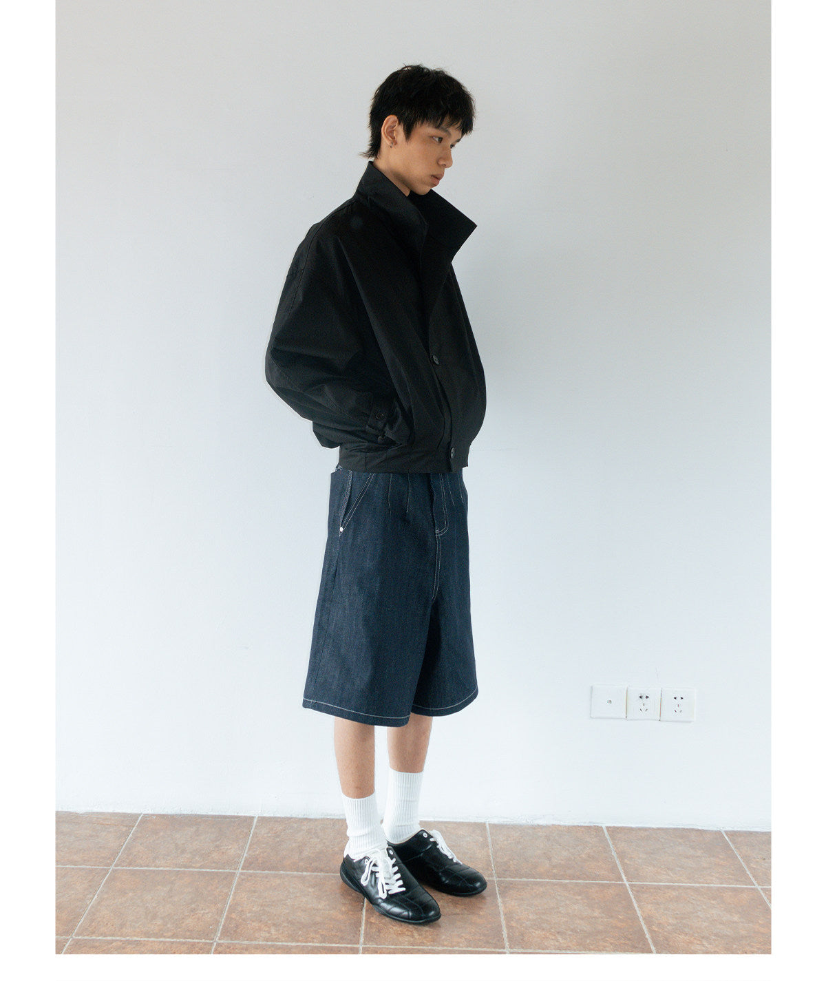 Deconstructed pleated vintager shirt jacket