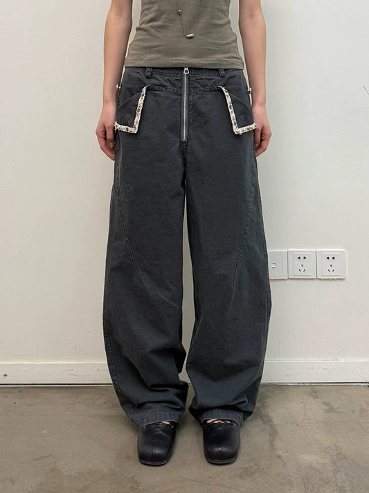 Beaded washed cargo pants