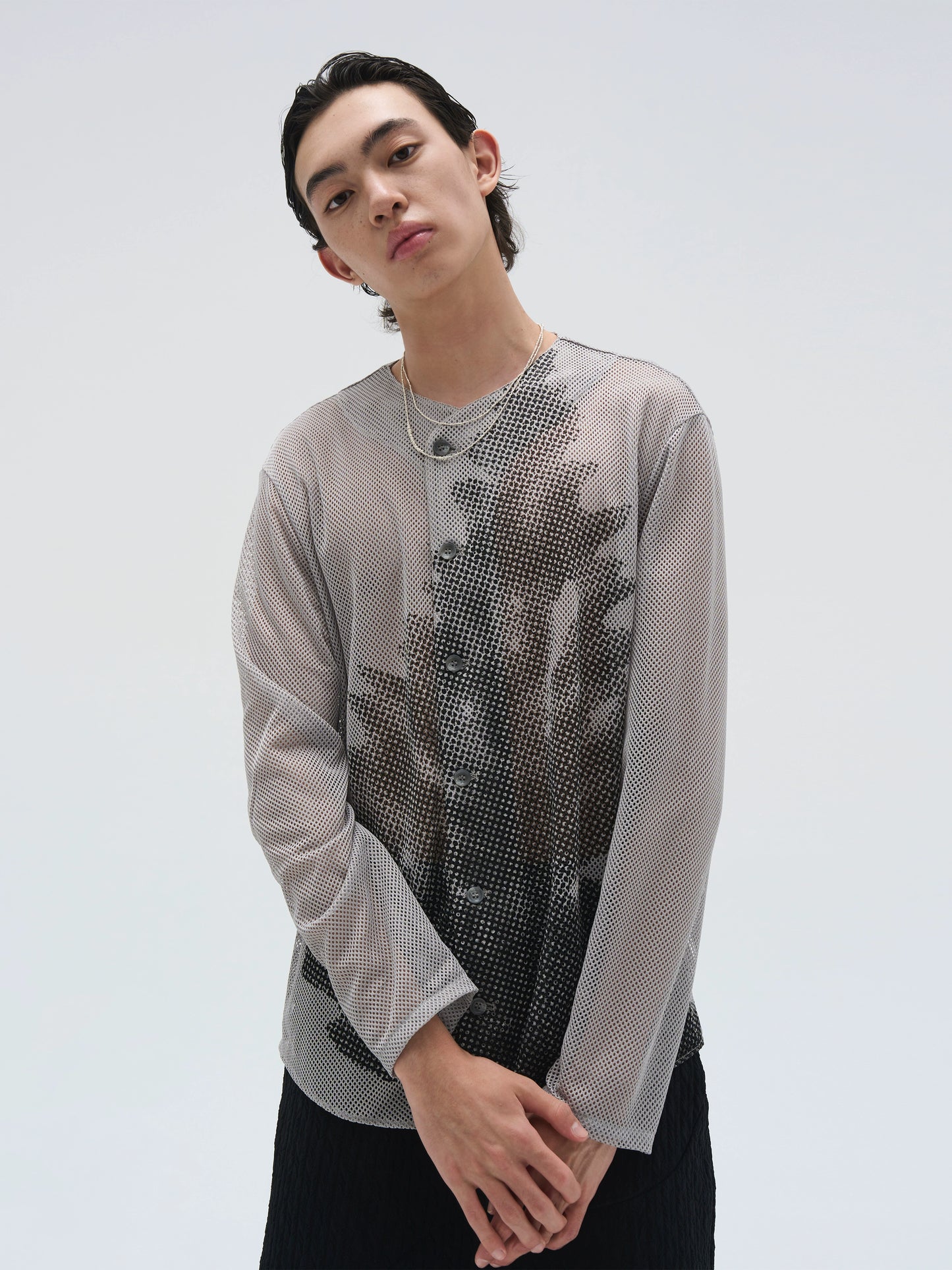 Pine Print Mesh Cardigan
