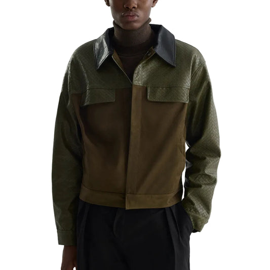 Woven embossed suede velvet jacket