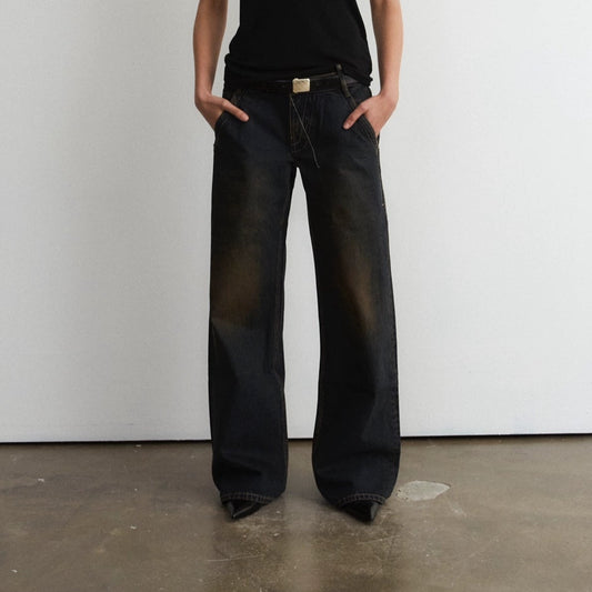 Basic black distressed jeans