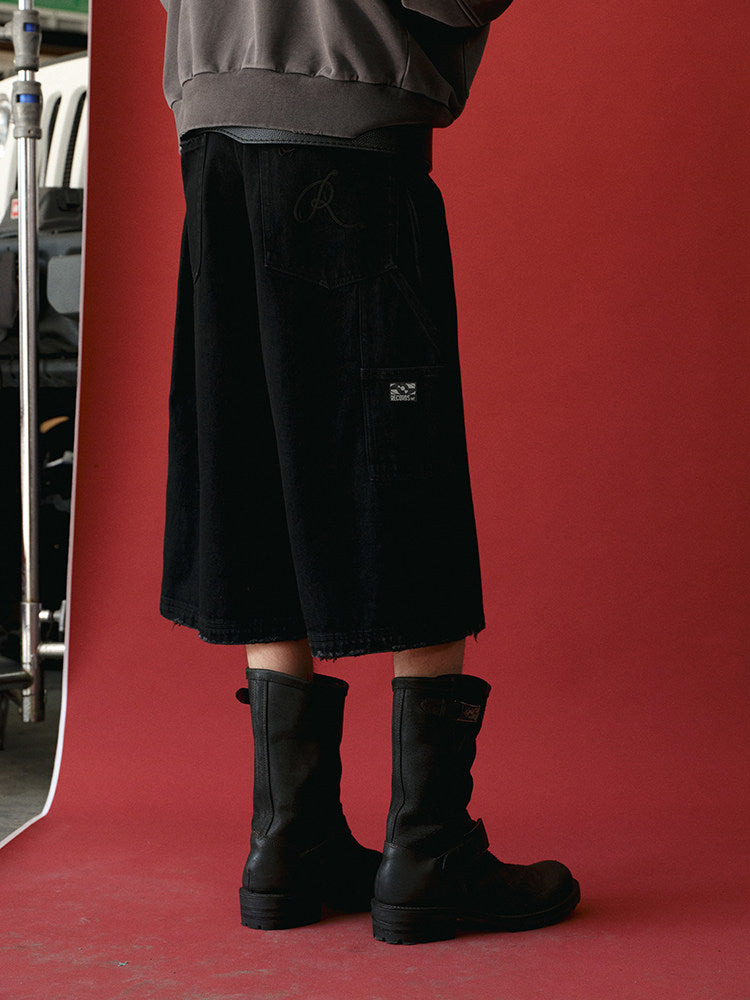 BLACK WASH BAGGY SHORTS