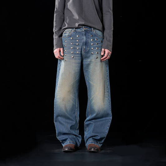 washed baggy studs Jeans