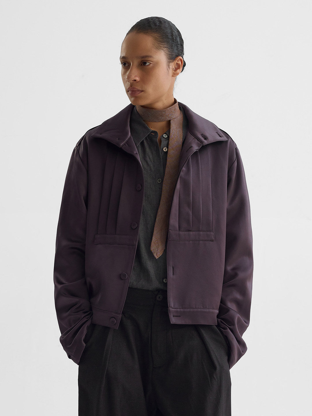 Acid Accordion Pleated Short Jacket