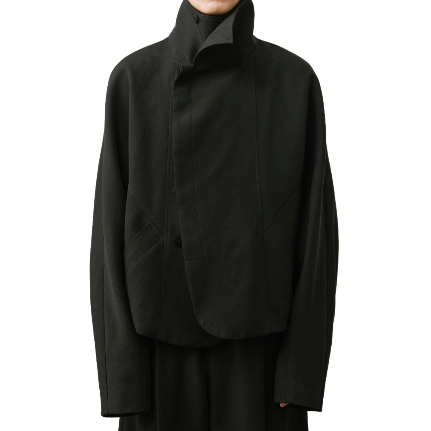 Split Cropped Raglan Sleeve Jacket