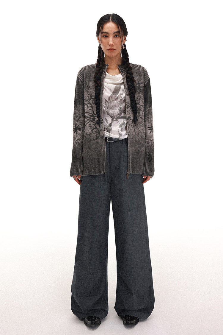 "Grayscale" suit pleated trousers