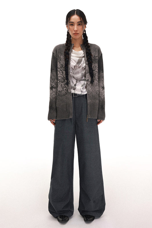 "Grayscale" suit pleated trousers