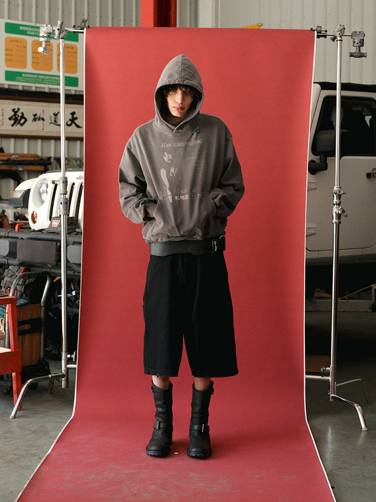 BLACK WASH BAGGY SHORTS