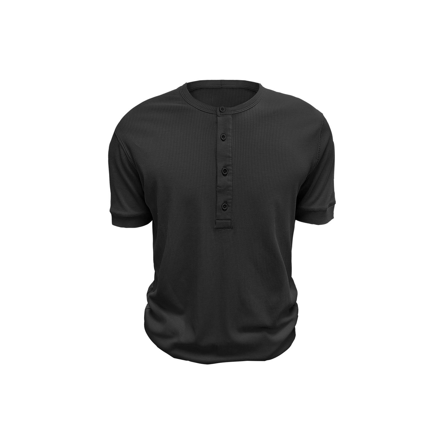 Henley Collar Pit Strip Short Sleeve T-Shirt