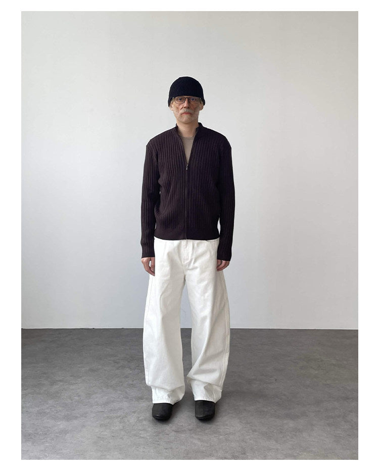 Versatile cashmere blend zipper cardigan