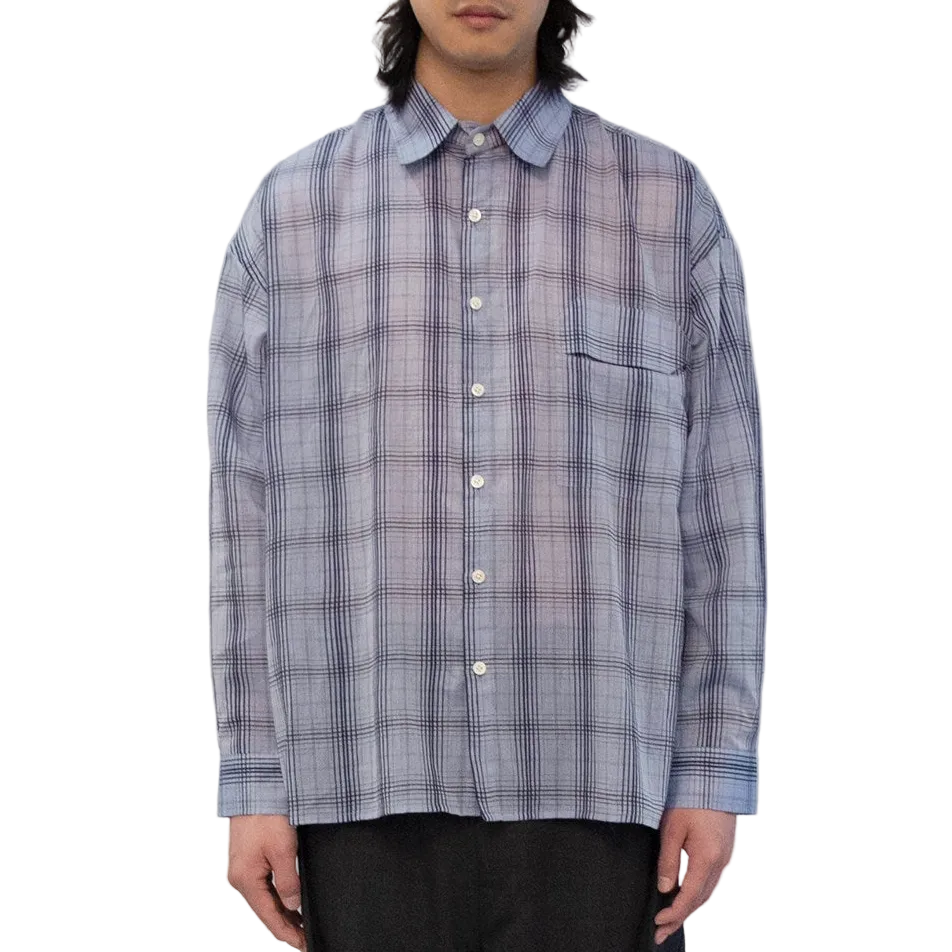 Plaid cut pocket long sleeve shirt