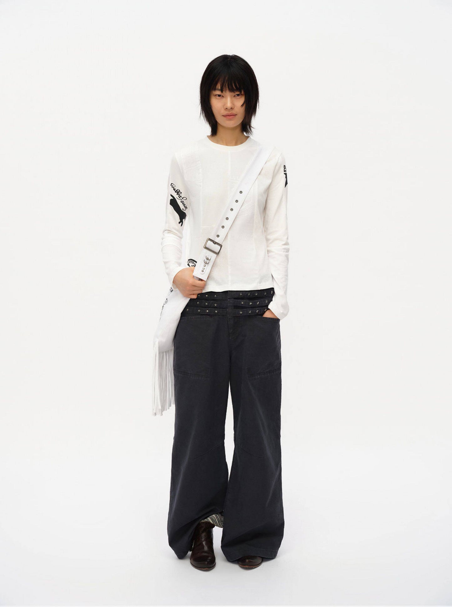 Old star rail studded wide-leg cargo pants