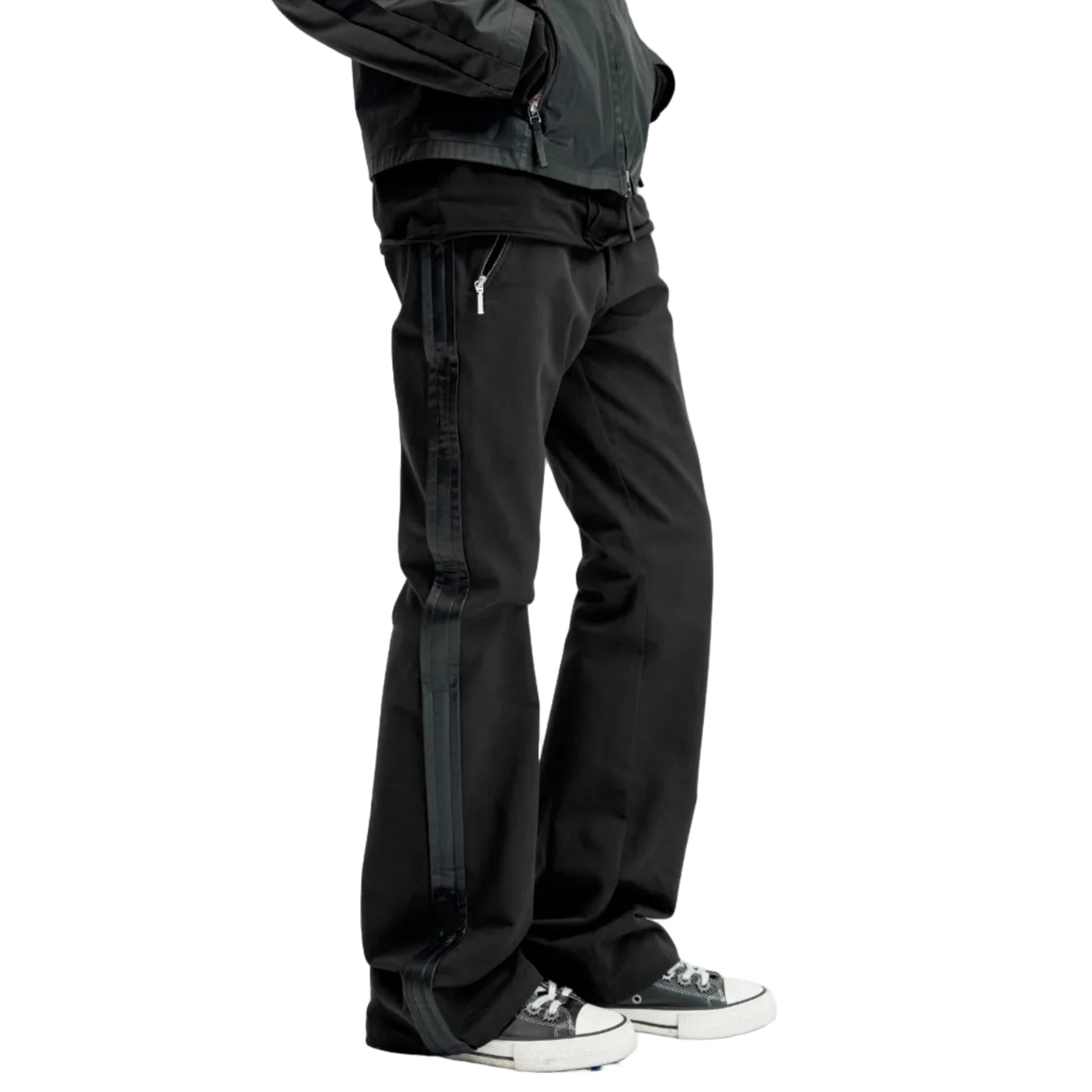 Leather Side Patchwork Flare Pants