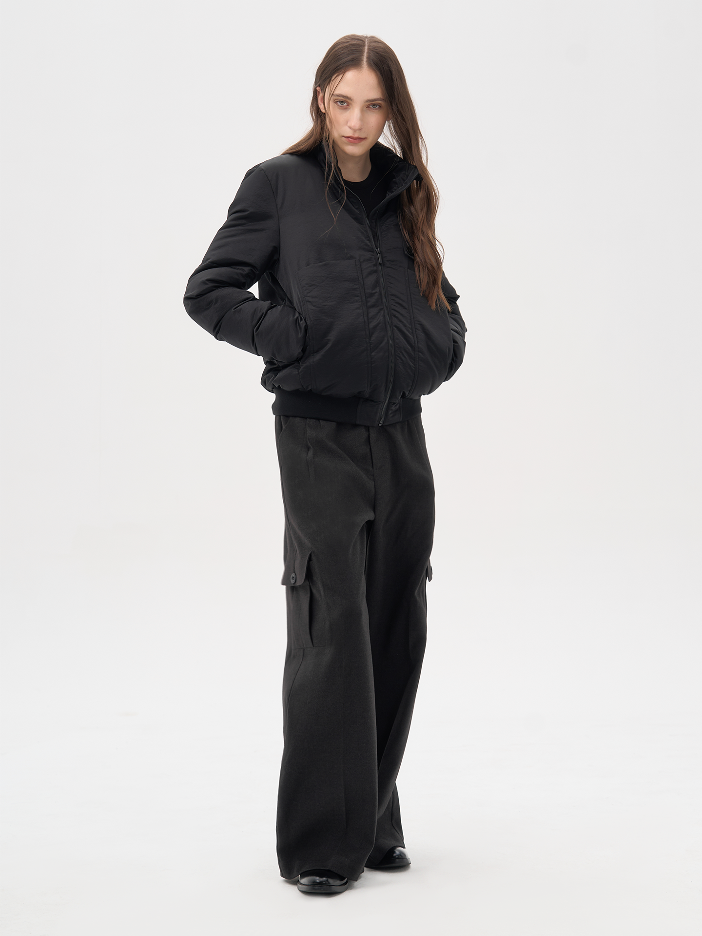 Rock Grey Wool 3D Cargo Trouser