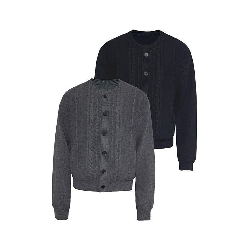 Cable crew neck cardigan