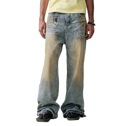 Wide-leg Dirty washed jeans